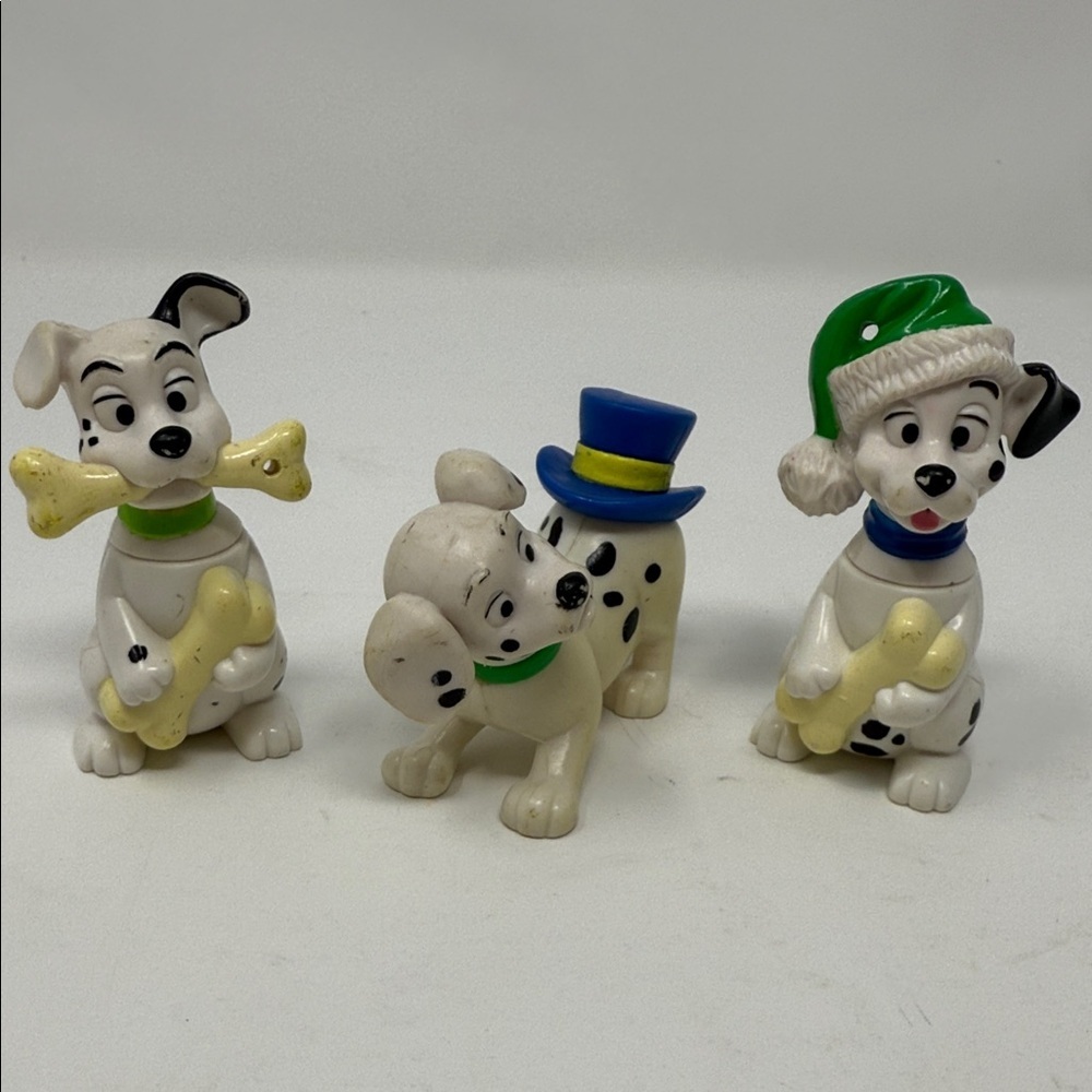 Vintage Walt Disney 101 Dalmatian Figurines - White and Black 3” Christmas Toys